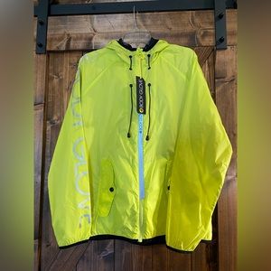 Body Glove‎ Windbreaker, neon, yellow with reflective detailing. Size Large NWT
